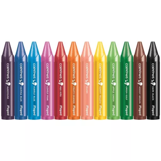 Zsírkréta, vastag, MAPED "Color'Peps MAXI Wax", 12 különböző szín