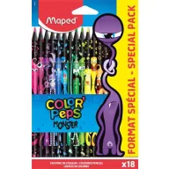   Színes ceruza készlet, háromszögletű, MAPED "Color'Peps Monster" 18 különböző szín