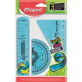   Vonalzókészlet, műanyag, törhetetlen, 3 darabos, MAPED "Twist'n Flex"