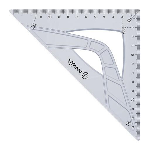 Vonalzókészlet, műanyag, 3 darabos, balkezes, MAPED