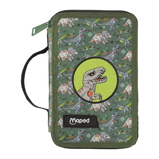 Tolltartó, töltött, 2 emeletes, cipzáras, MAPED, dinoszaurusz