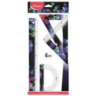   Vonalzókészlet, műanyag, 4 darabos, MAPED "Deepsea Paradise"