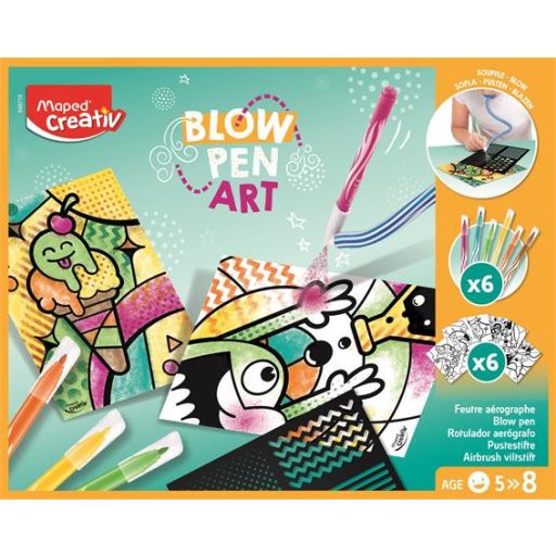 Fújós filctoll készlet, MAPED CREATIV, "Blow pen Art", csíkozás