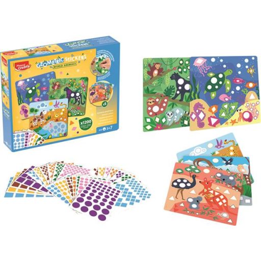 Matrica készlet, geometriai, MAPED CREATIV "Geometric Stickers", a világ állatai