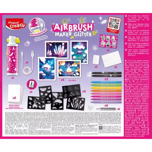 Kreatív festékszóró készlet, csillámos, MAPED CREATIV "Airbrush Maker Glitter"
