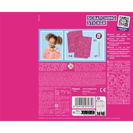 Képkarcoló matricás készlet, MAPED CREATIV "Barbie Scratching"