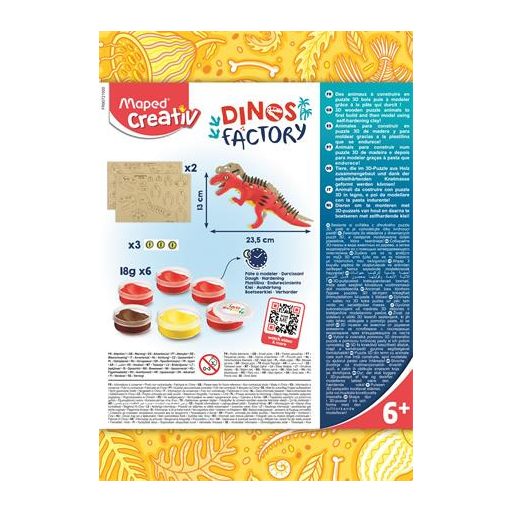 Dínó készítő modellező gyurma készlet, MAPED CREATIV "Dinos factory", T-Rex