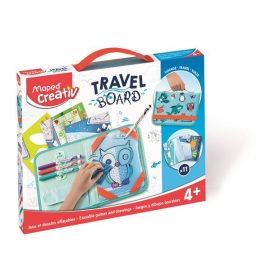   Kreatív készségfejlesztő tábla, átlátszó, törölhető, utazótáskával, MAPED CREATIV, "Travel Board", állati móka