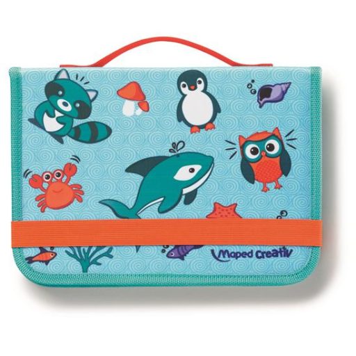 Kreatív készségfejlesztő tábla, átlátszó, törölhető, utazótáskával, MAPED CREATIV, "Travel Board", állati móka