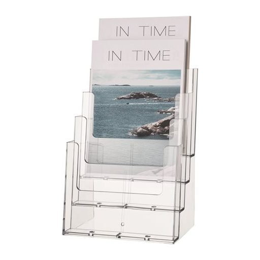 Prospektustartó, asztali, A4, 4 rekeszes, HELIT