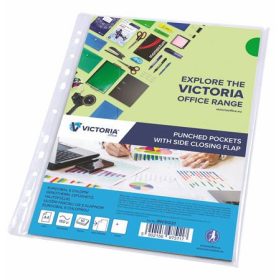   Genotherm, lefűzhető, oldalán hajtófüllel, A4, 150 mikron, víztiszta, VICTORIA OFFICE