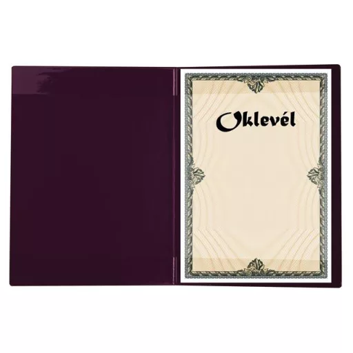 Oklevéltartó, plüss, A4, VICTORIA OFFICE, bordó