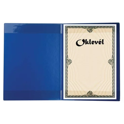 Oklevéltartó, plüss, A4, VICTORIA OFFICE, kék