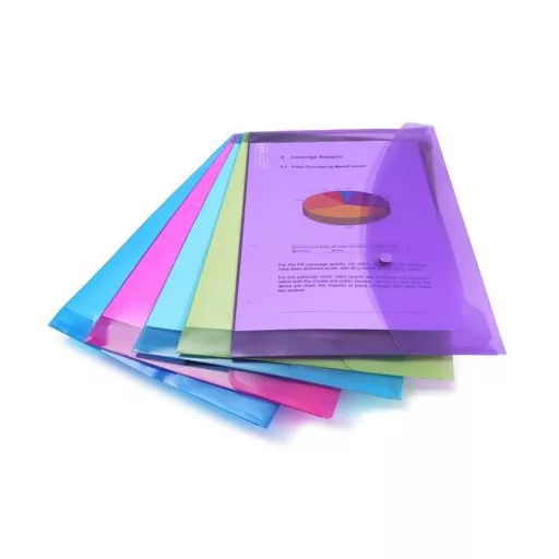Irattartó tasak, A4+, PP, patentos, RAPESCO "Eco", vegyes csillogó színek
