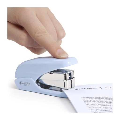 Tűzőgép, 24/6, 26/6, 20 lap, könnyített tűzés, RAPESCO "X5-Mini Less Effort", világoskék