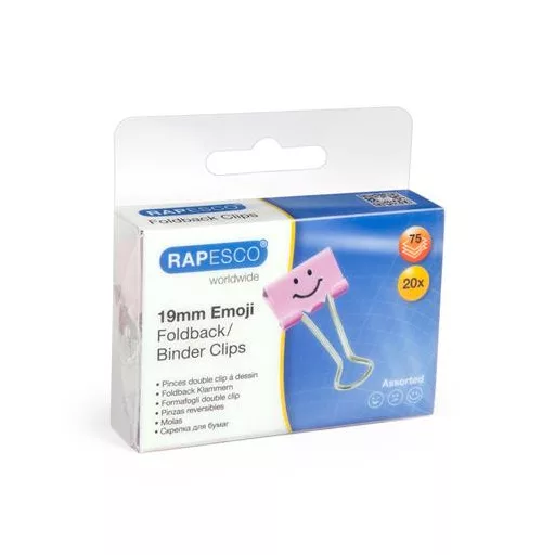 Bindercsipesz, 19 mm, "Fun", RAPESCO, világos rózsaszín