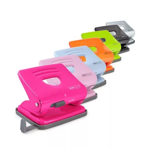 Lyukasztó, kétlyukú, 25 lap, fém, RAPESCO "825", világoskék