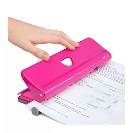 Lyukasztó, négylyukú, 22 lap, fém, RAPESCO "720", pink