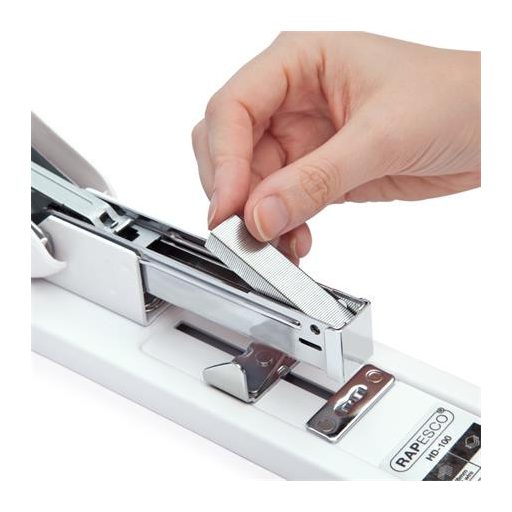 Tűzőgép, nagyteljesítményű, 923/6-13, 24/6-8, 100 lap, antibakteriális, RAPESCO "ECO HD-100", fehér