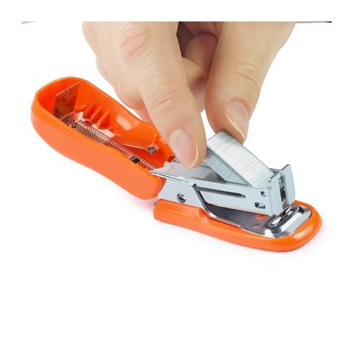 Tűzőgép, 24/6, 26/6, 12 lap, RAPESCO "Bug Mini", narancs