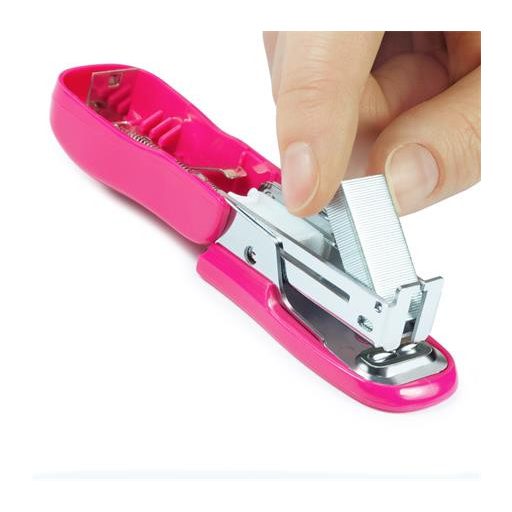 Tűzőgép, 24/6, 26/6, 12 lap, RAPESCO "Bug Mini", pink