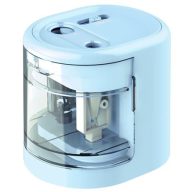   Hegyező, kétlyukú, asztali, elemes, USB töltővel, RAPESCO"PS12-USB", világoskék