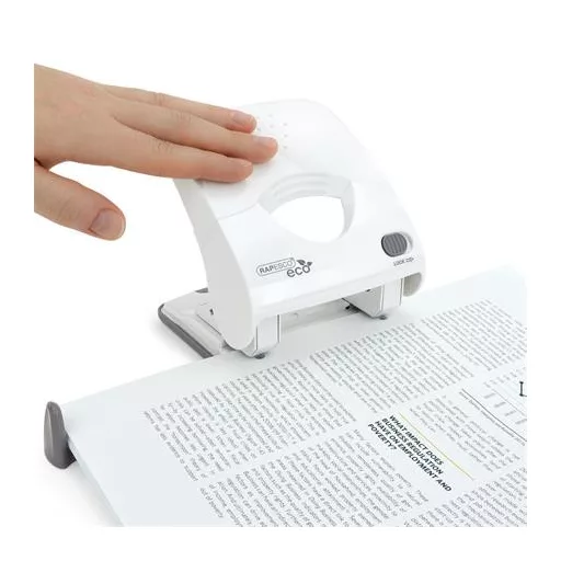 Lyukasztó, kétlyukú, 30 lap, könnyített lyukasztás, RAPESCO "ECO X5", fehér