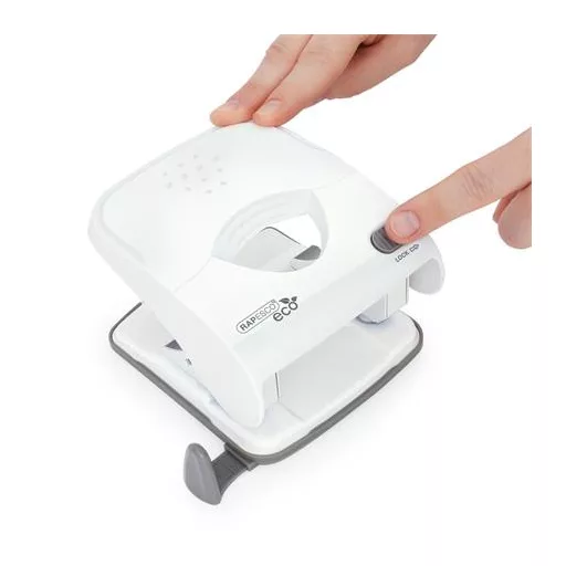 Lyukasztó, kétlyukú, 30 lap, könnyített lyukasztás, RAPESCO "ECO X5", fehér