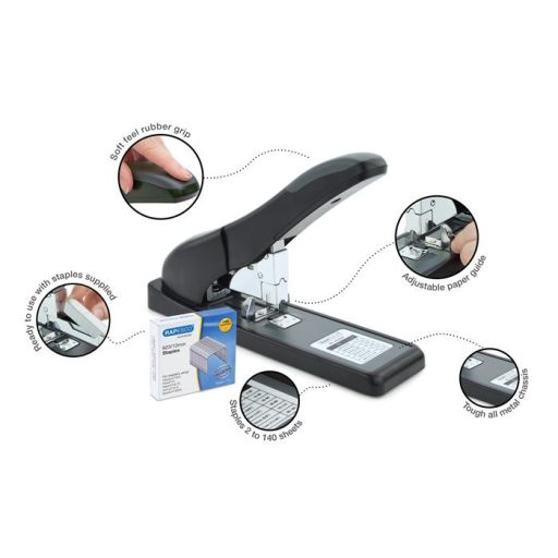 Tűzőgép, nagyteljesítményű, 923/6-17, 140 lap, RAPESCO "ECO HD-140", fekete