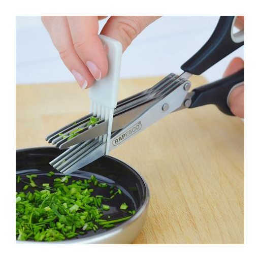 Olló, konyhai, 20 cm, fűszer és papíraprító, 5 penge, RAPESCO