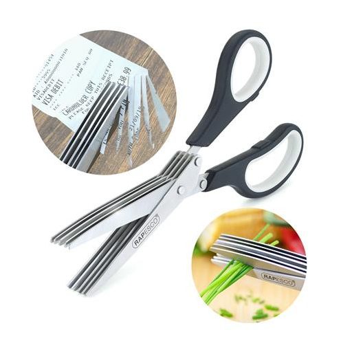 Olló, konyhai, 20 cm, fűszer és papíraprító, 5 penge, RAPESCO