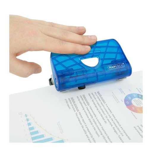 Tűzőgép és lyukasztó szett 24/6, 26/6, 12 lap, RAPESCO, átlátszó kék, tűzőkapoccsal