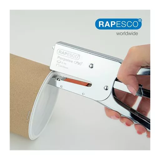 Tűzőgép, kézi, 24/8, 45 lap, fém, RAPESCO "Porpoise ONE", króm