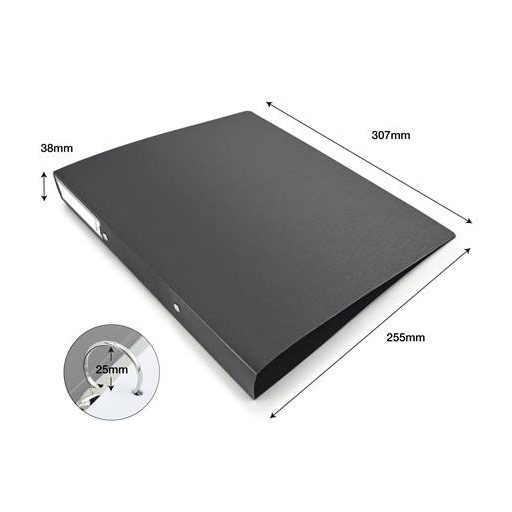 Gyűrűs könyv, 2 gyűrű, 38 mm, A4, PP, RAPESCO "Eco GRS Recycled", fekete