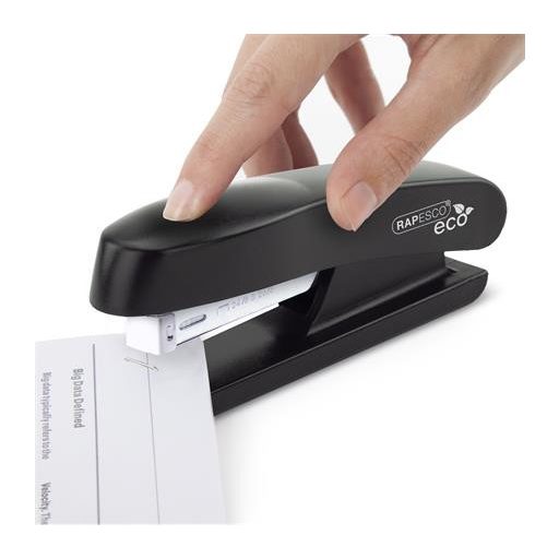 Tűzőgép, 24/6, 26/6, 20 lap, RAPESCO "Eco GRS Recycled Half-Strip", fekete