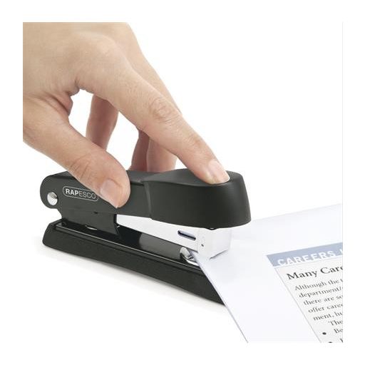 Tűzőgép, 24/6, 26/6, 20 lap, fém, RAPESCO "Minno Half-Strip", fekete