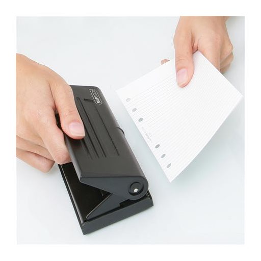 Lyukasztó, hatlyukú, 8 lap, fém, RAPESCO "Diary 66", matt fekete