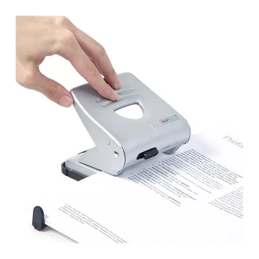 Lyukasztó, kétlyukú, 30 lap, fém, RAPESCO "827", ezüst