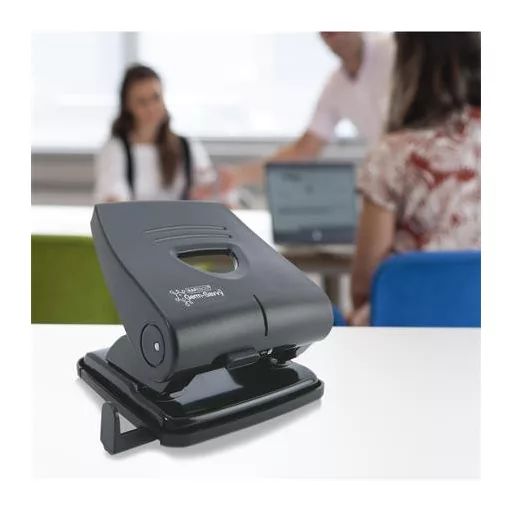 Lyukasztó, kétlyukú, 30 lap, antbakteriális, RAPESCO "827-P", fekete