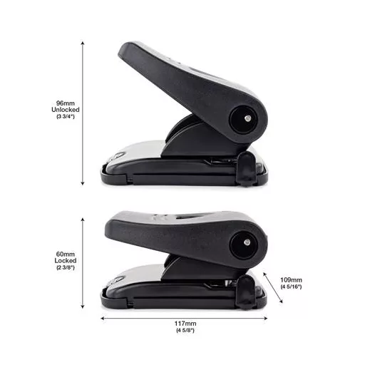 Lyukasztó, kétlyukú, 30 lap, antbakteriális, RAPESCO "827-P", fekete