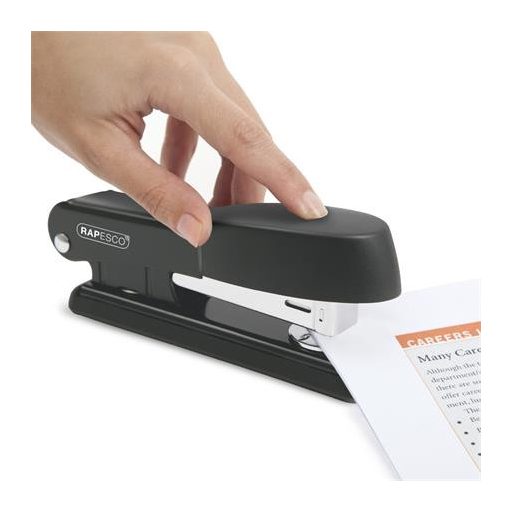 Tűzőgép, 24/6, 26/6, 25 lap, fém, RAPESCO "Bowfin Half-Strip", fekete