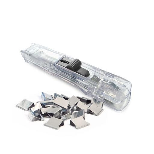 Kapocsadagoló, ezüst kapcsokkal, RAPESCO, "Supaclip 40", átlátszó