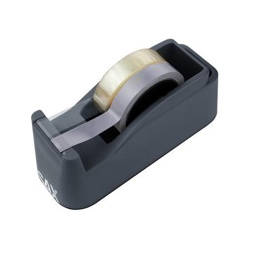 Csomagolószalag adagoló, asztali, csomagolószalaggal, SAX "729", antracit szürke