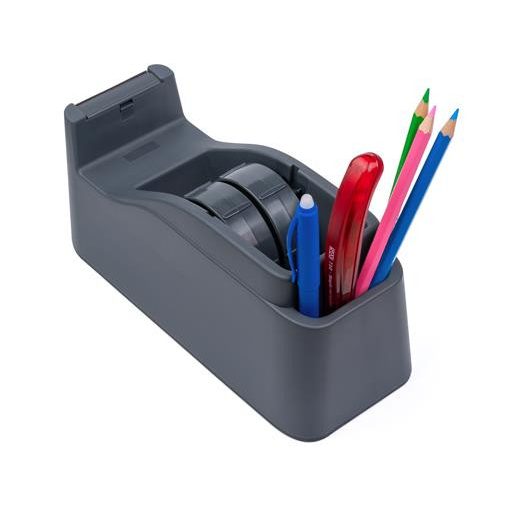 Csomagolószalag adagoló, asztali, csomagolószalaggal, SAX "729", antracit szürke