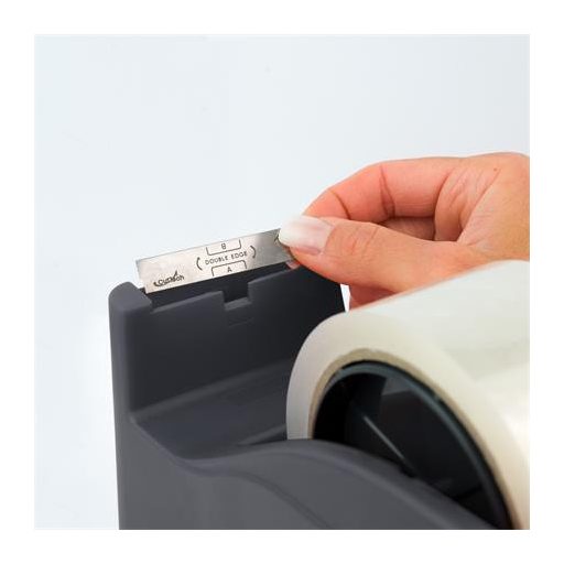 Csomagolószalag adagoló, asztali, csomagolószalaggal, SAX "729", antracit szürke