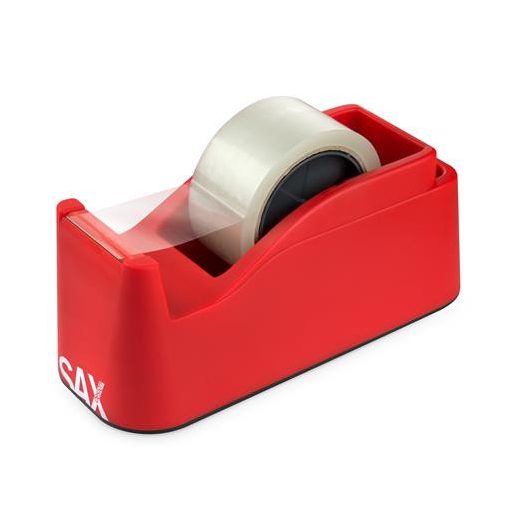 Csomagolószalag adagoló, asztali, csomagolószalaggal, SAX "729", piros
