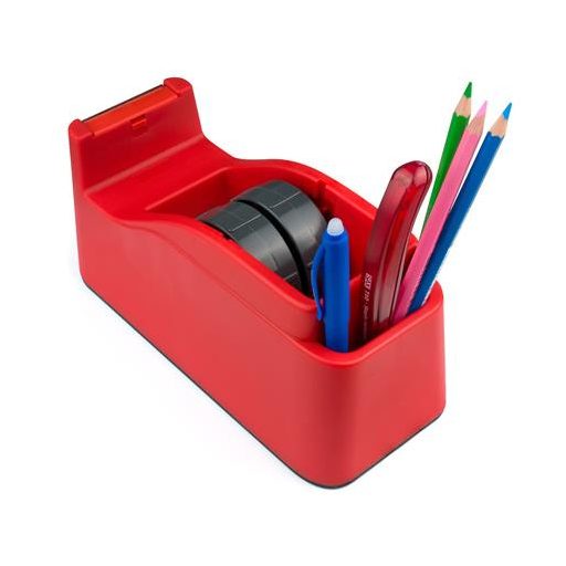 Csomagolószalag adagoló, asztali, csomagolószalaggal, SAX "729", piros