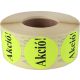 Etikett, 38 mm kör, "AKCIÓ" felirattal, 1000 etikett/tekercs, citromsárga