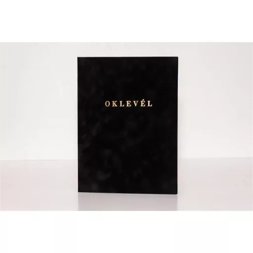 Oklevéltartó, A4, exkluzív, plüss, aranyozva, fekete
