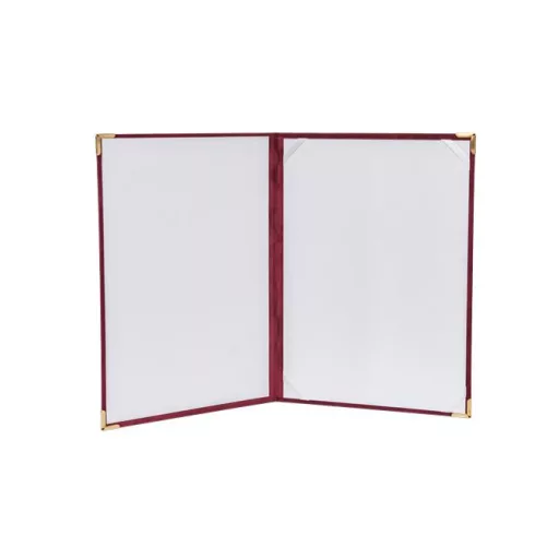 Oklevéltartó, A4, exkluzív, plüss, 4 fém sarokkal, bordó